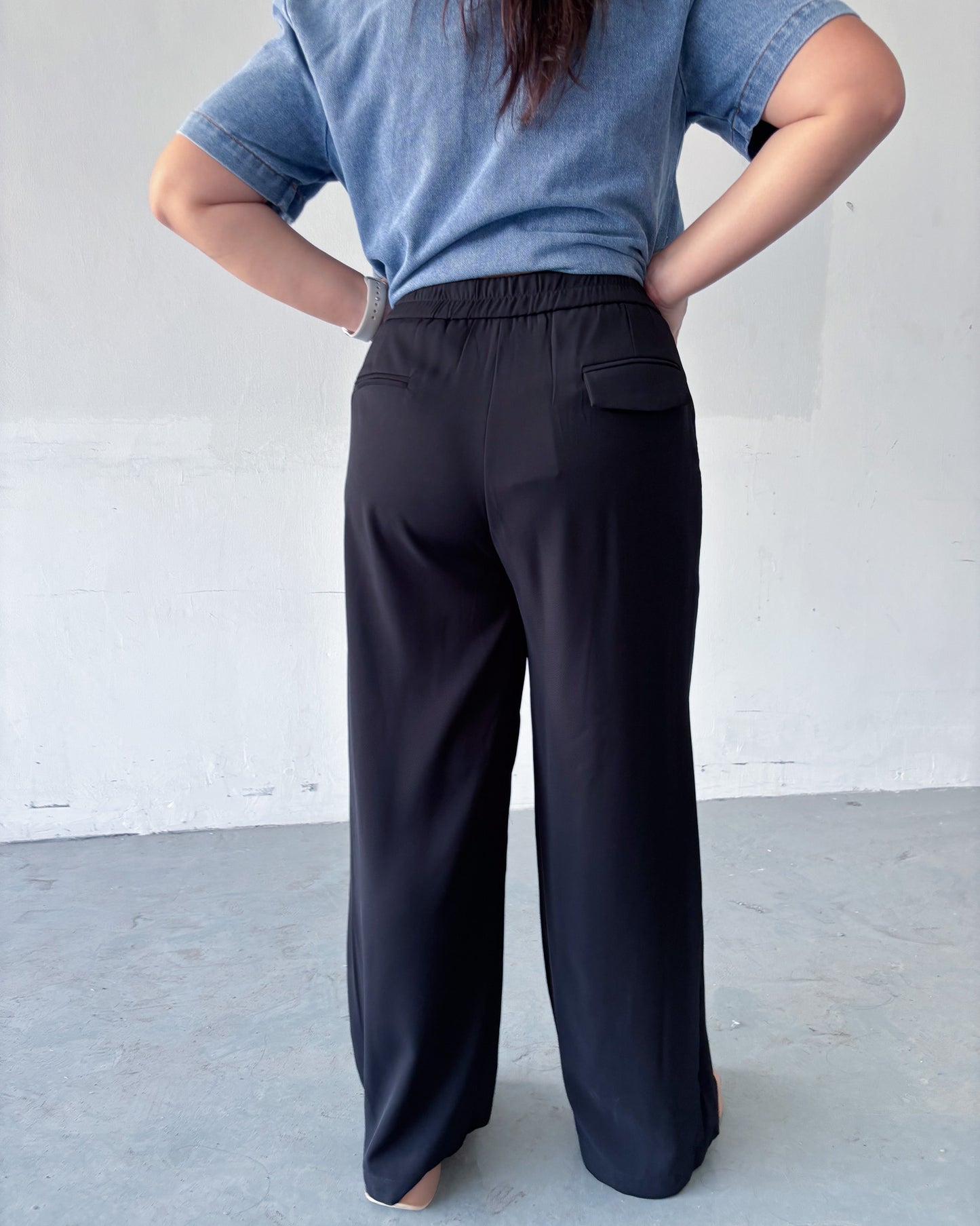 Blair Straight Cut Pants (Steel Blue & Black)