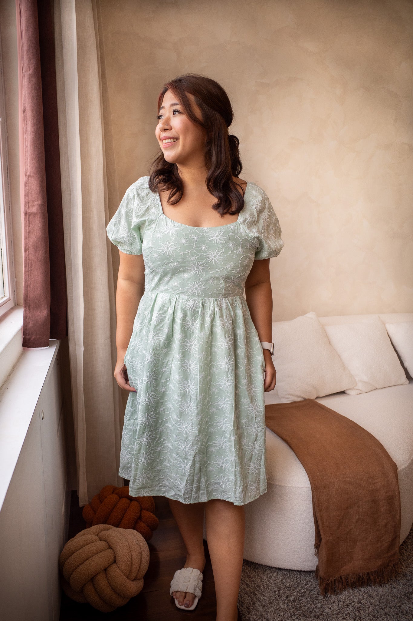 Juno Embroidered Dress (Baby Blue & Seafoam Green)