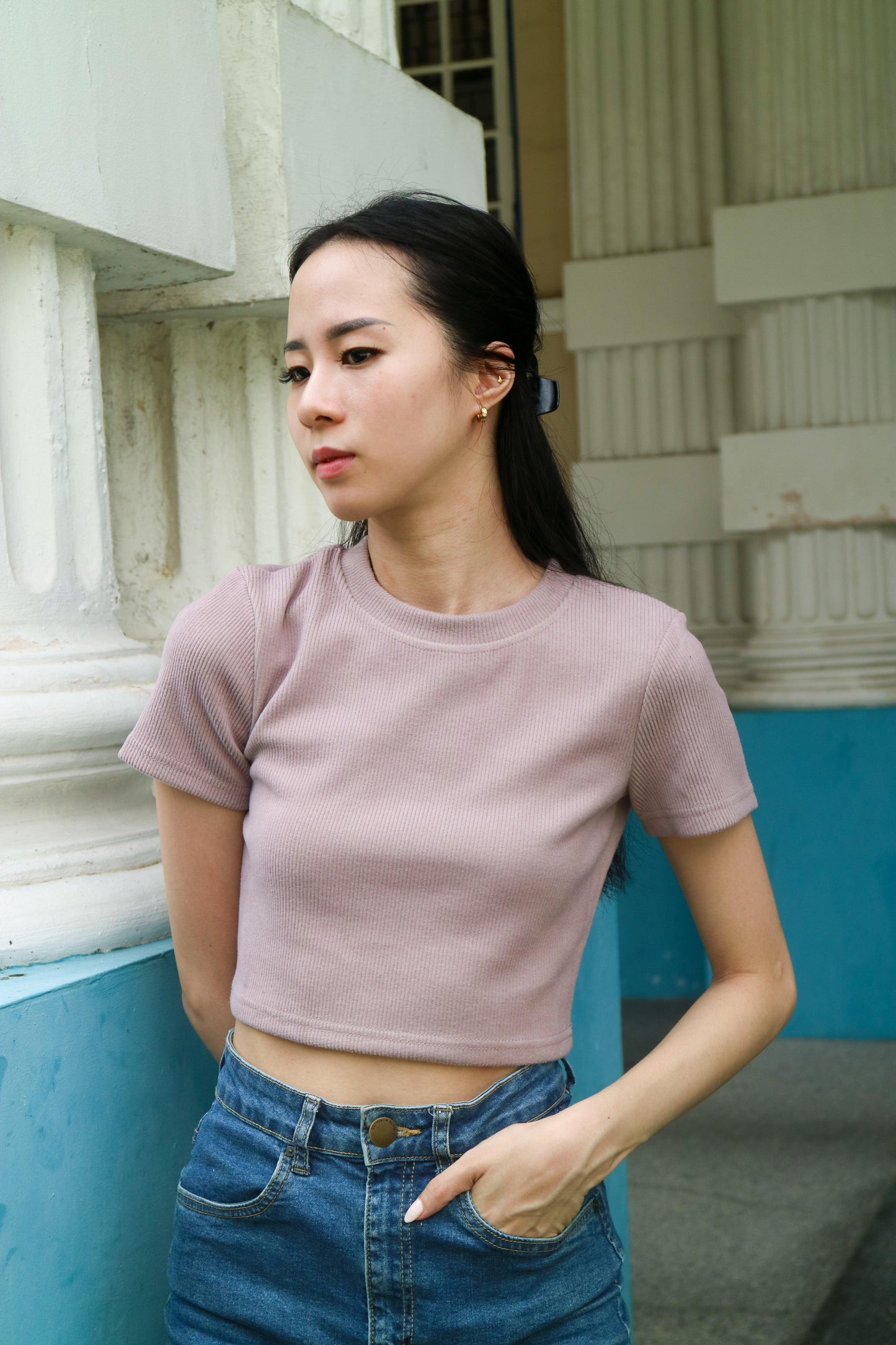 Alya Ribbed Crop Top (Pink, Black, Green) - TMTSG - www.themadtheories.com