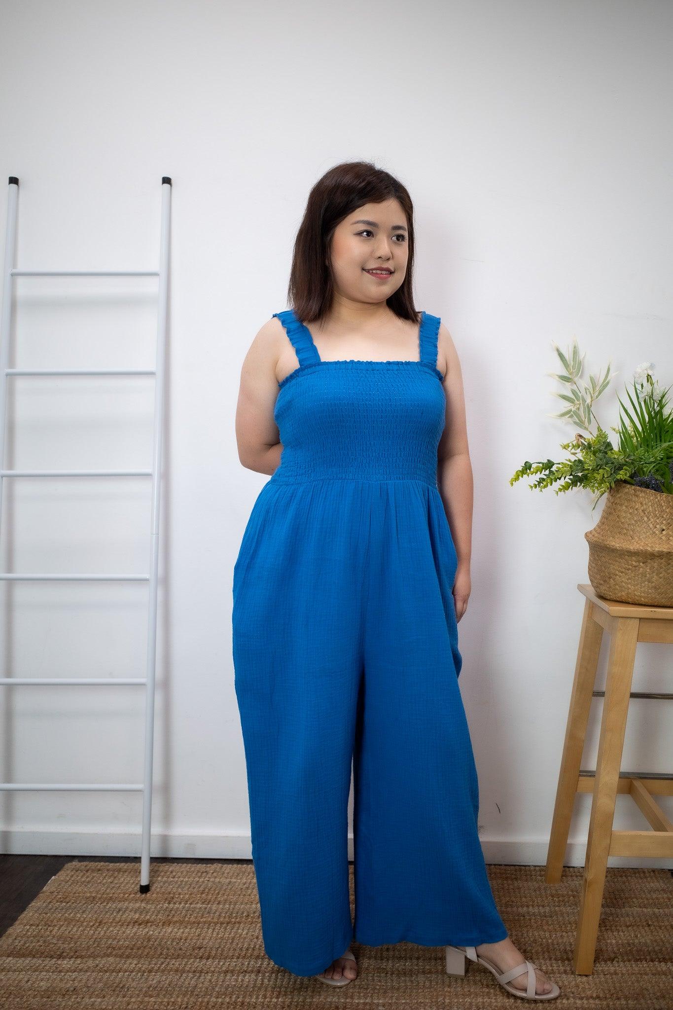 Ivy Long Romper (Cobalt Blue) - TMTSG - www.themadtheories.com