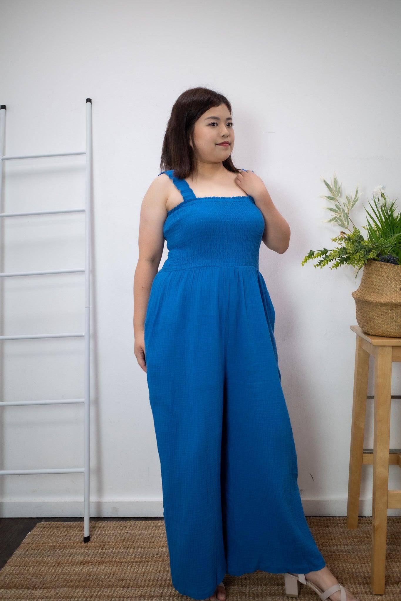 Ivy Long Romper (Cobalt Blue) - TMTSG - www.themadtheories.com