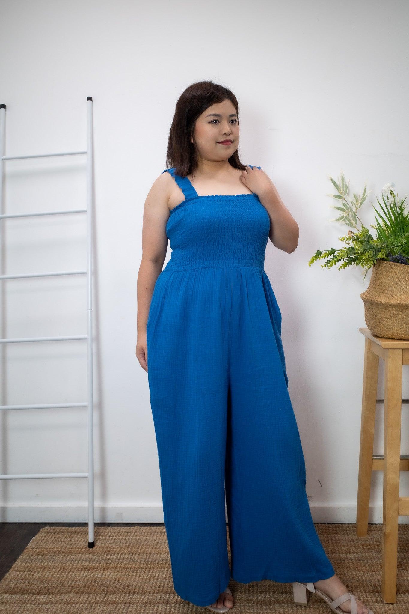 Ivy Long Romper (Cobalt Blue) - TMTSG - www.themadtheories.com