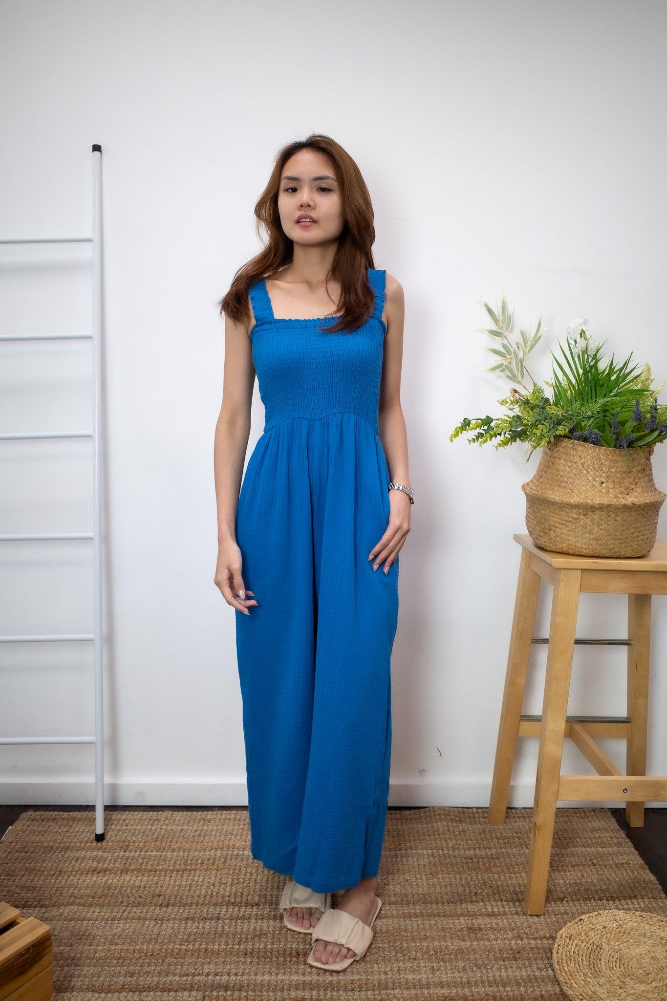 Ivy Long Romper (Cobalt Blue) - TMTSG - www.themadtheories.com