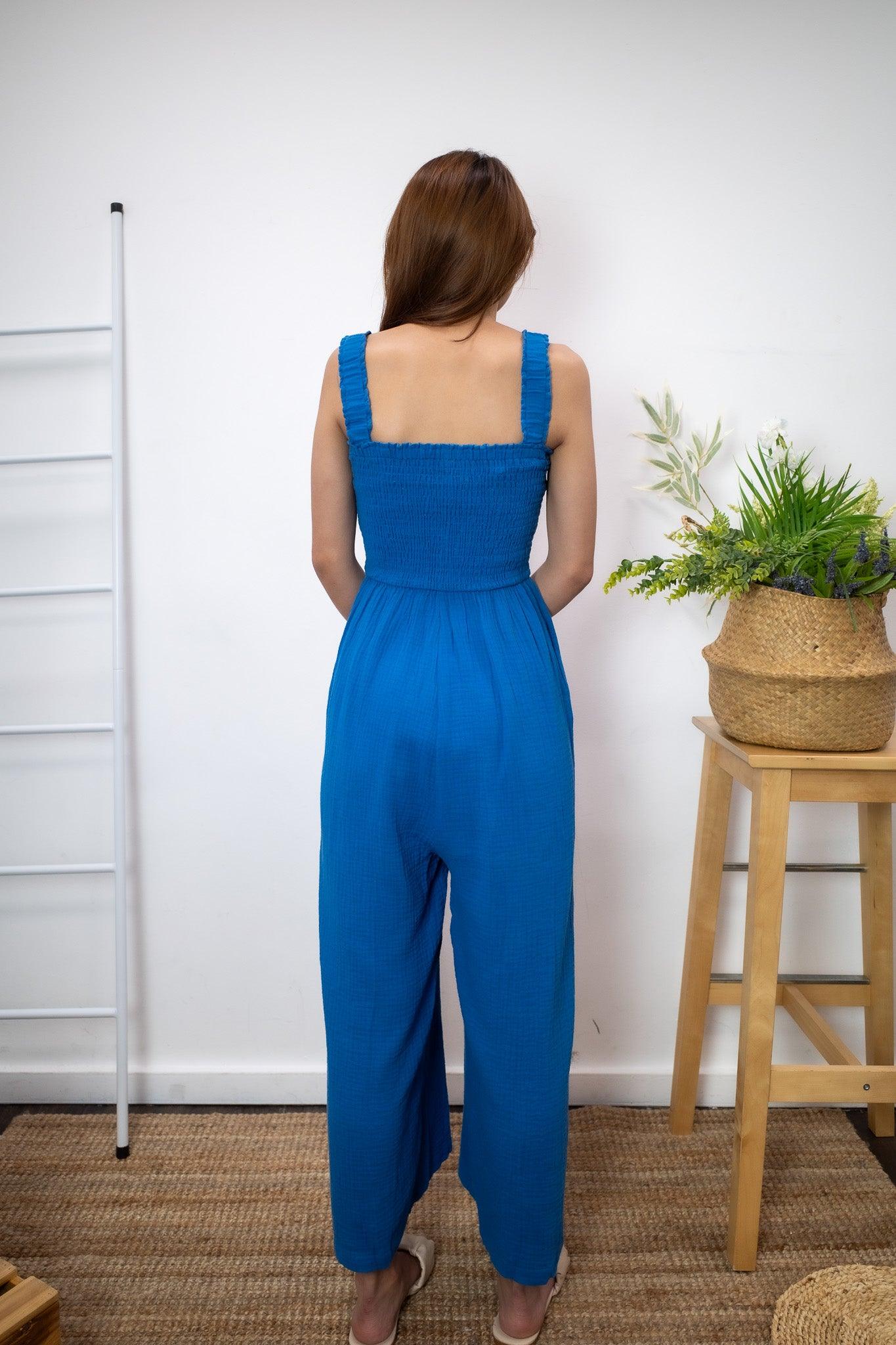 Ivy Long Romper (Cobalt Blue) - TMTSG - www.themadtheories.com