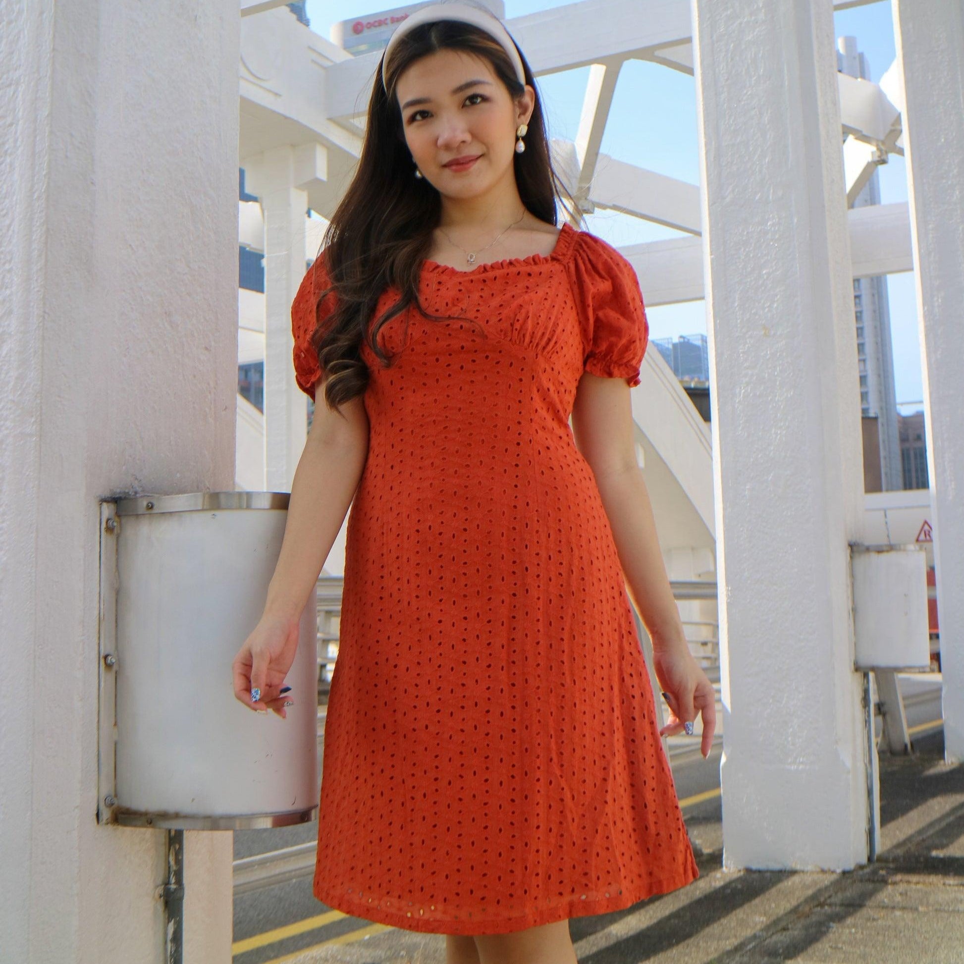 Adeline Eyelet Dress (Pink, Green, Red, Black, White) - TMTSG - www.themadtheories.com