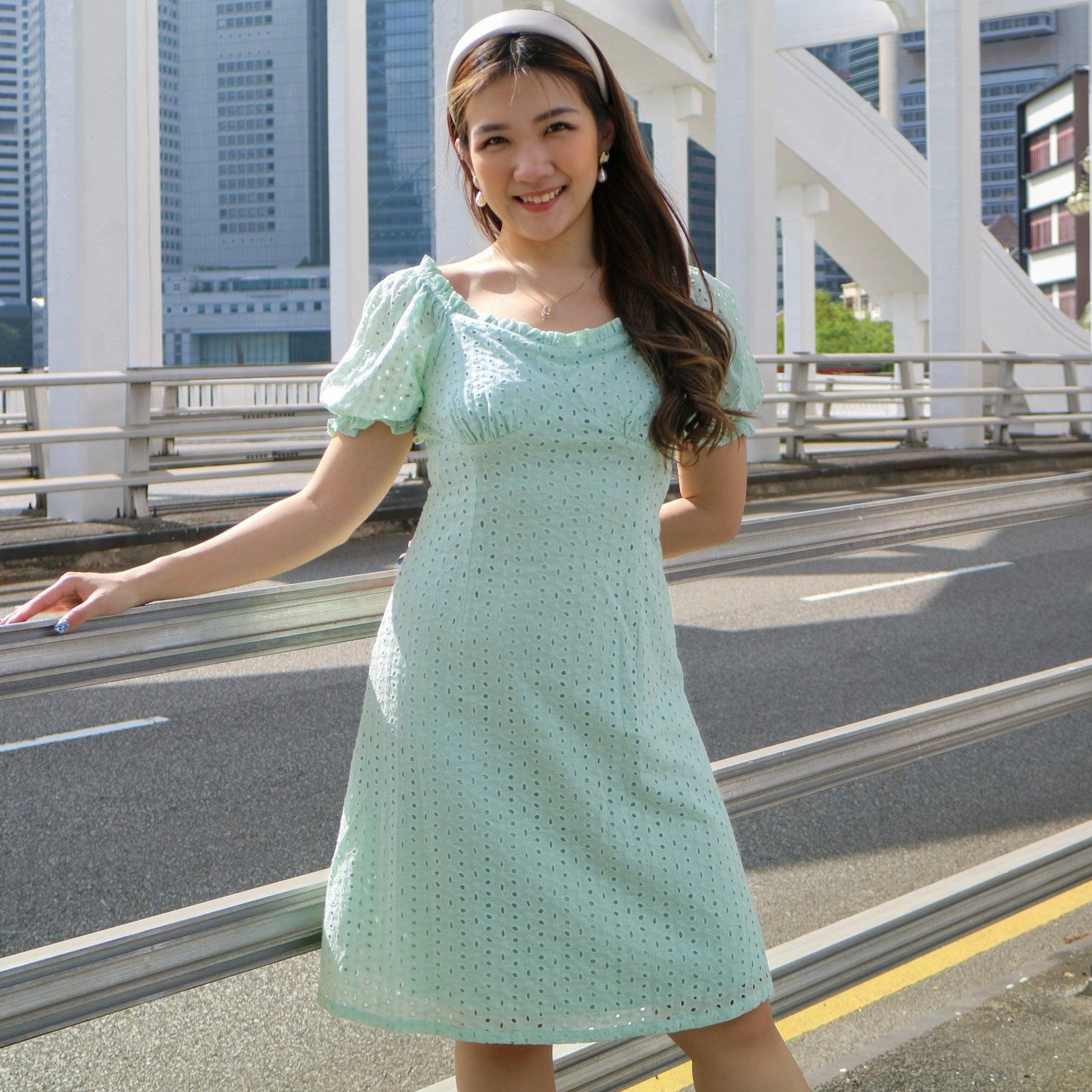 Adeline Eyelet Dress (Pink, Green, Red, Black, White) - TMTSG - www.themadtheories.com