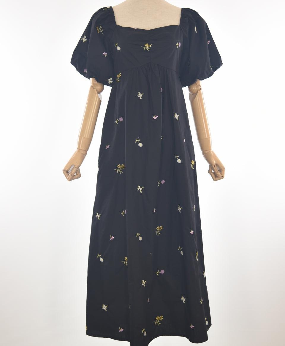 Trish Embroidered Dress (Black & Navy Blue) - TMTSG - www.themadtheories.com